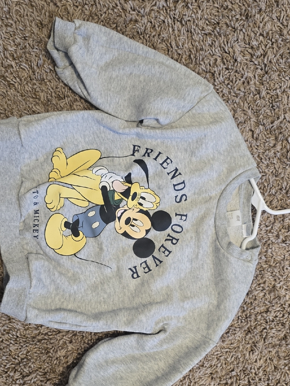 Disney Grey Sweatshirt with Mickey & Pluto Yellow Graphic